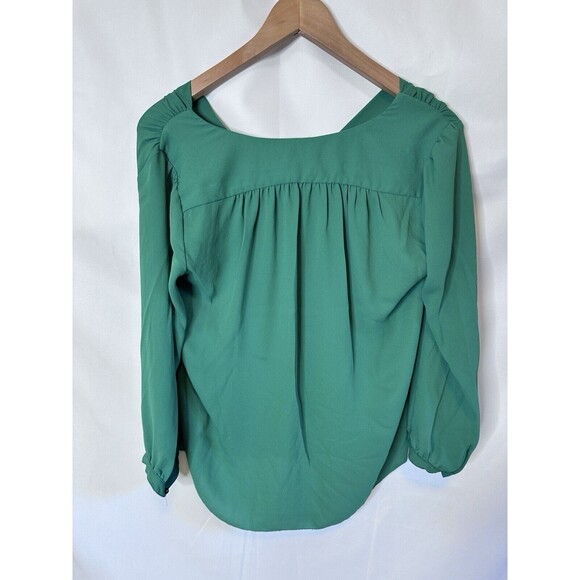 Maeve Anthropologie Sz  4 Kelly Green Long Sleeve Blouse - Picture 2 of 11